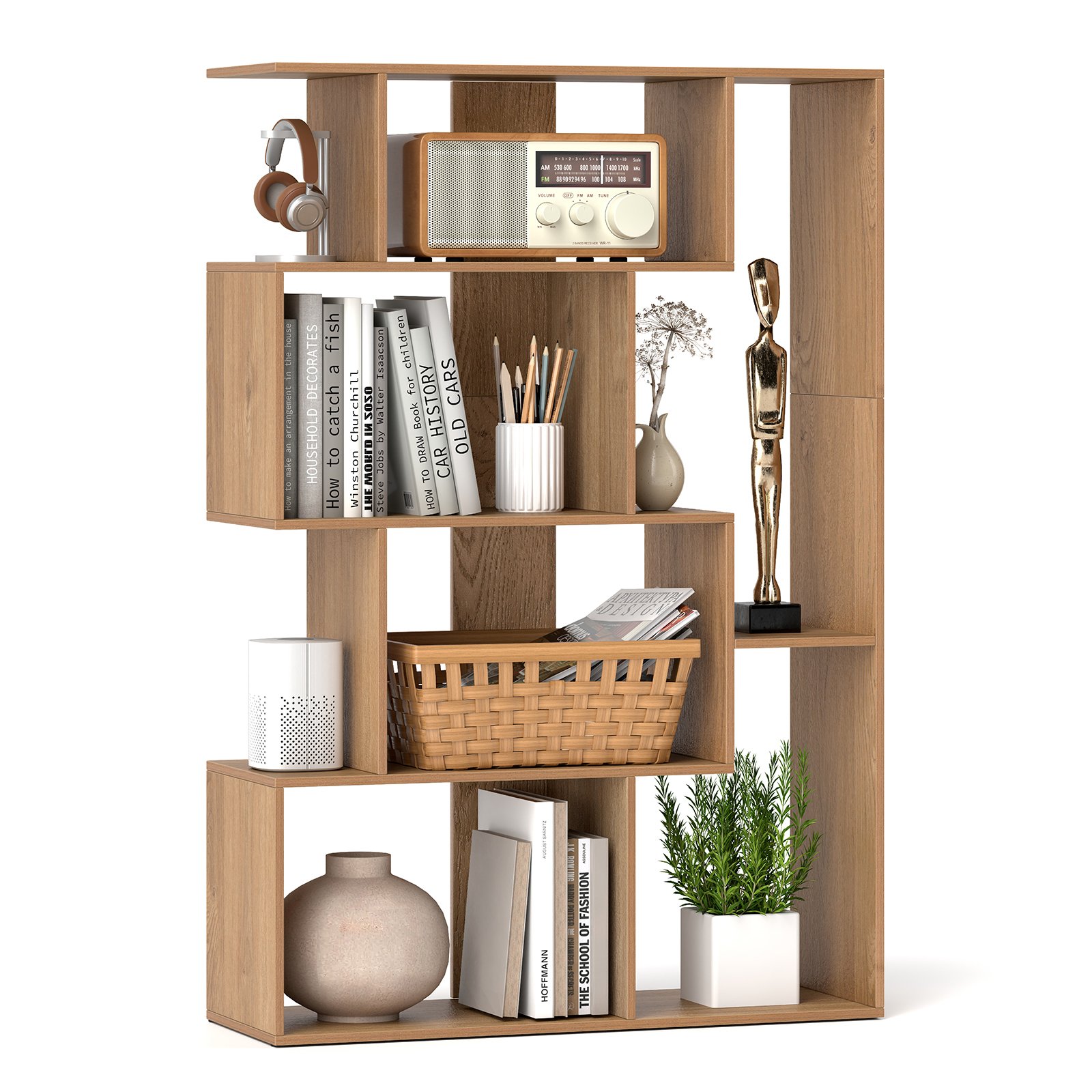 TARERE 6-Cube Open-back Geometric Bookshelf with Anti-tip Kits-Natural - Savings Store
