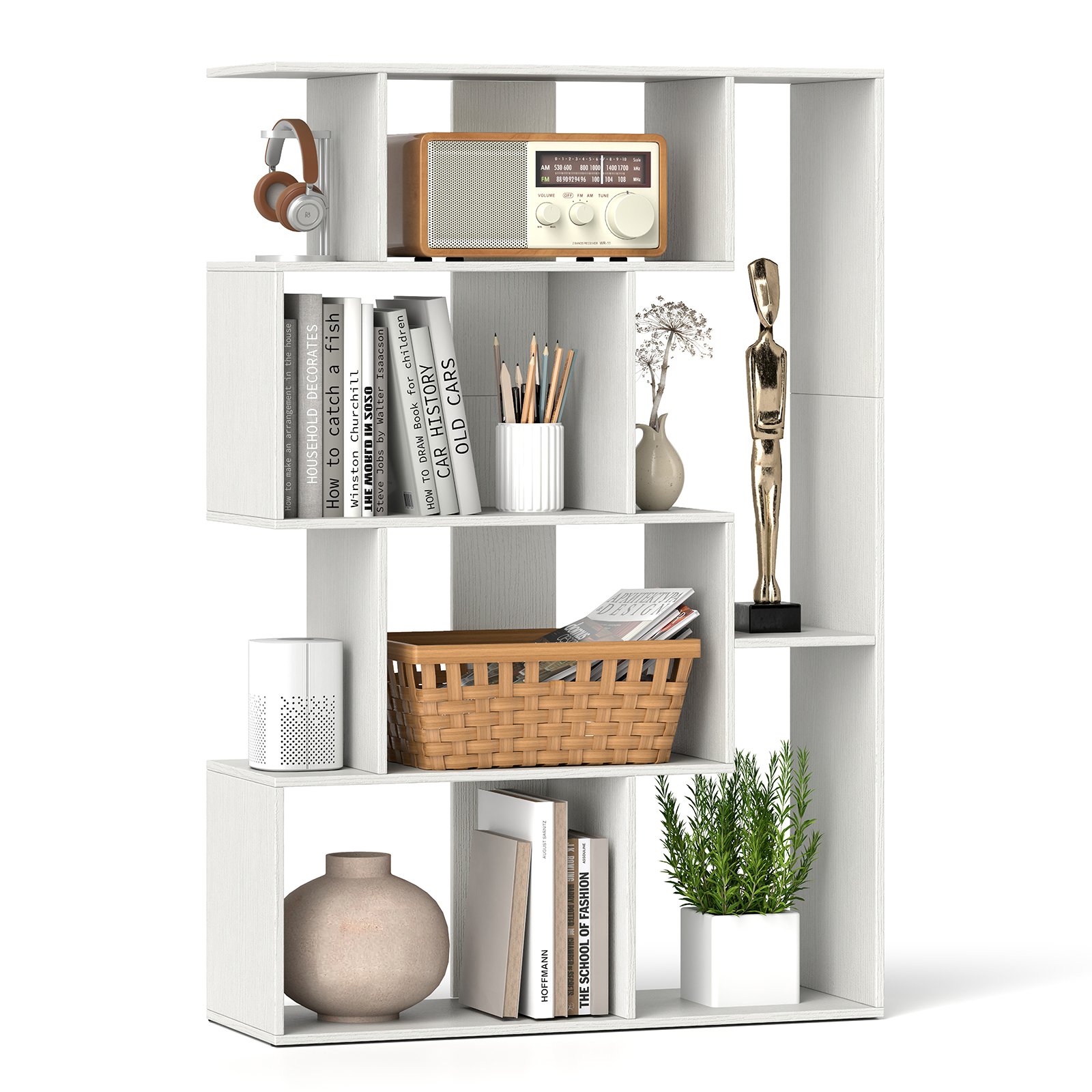 TARERE 6-Cube Open-back Geometric Bookshelf with Anti-tip Kits-White - Savings Store