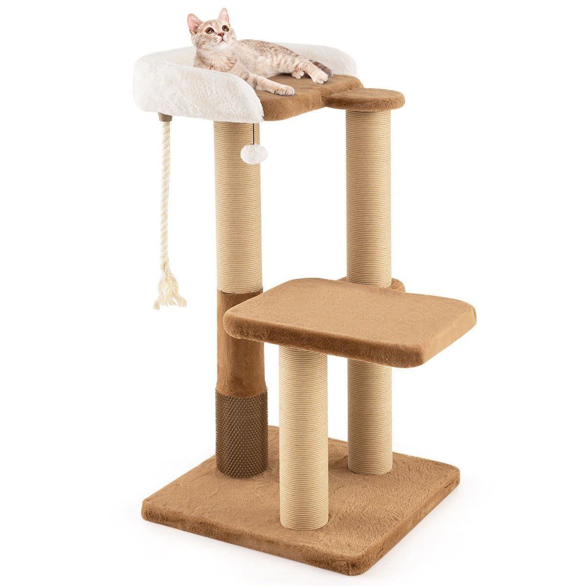 Cat Tree for Indoor Cats with Plush Padded Perch Scratching Posts and Jumping Platform-Brown - Savings Store