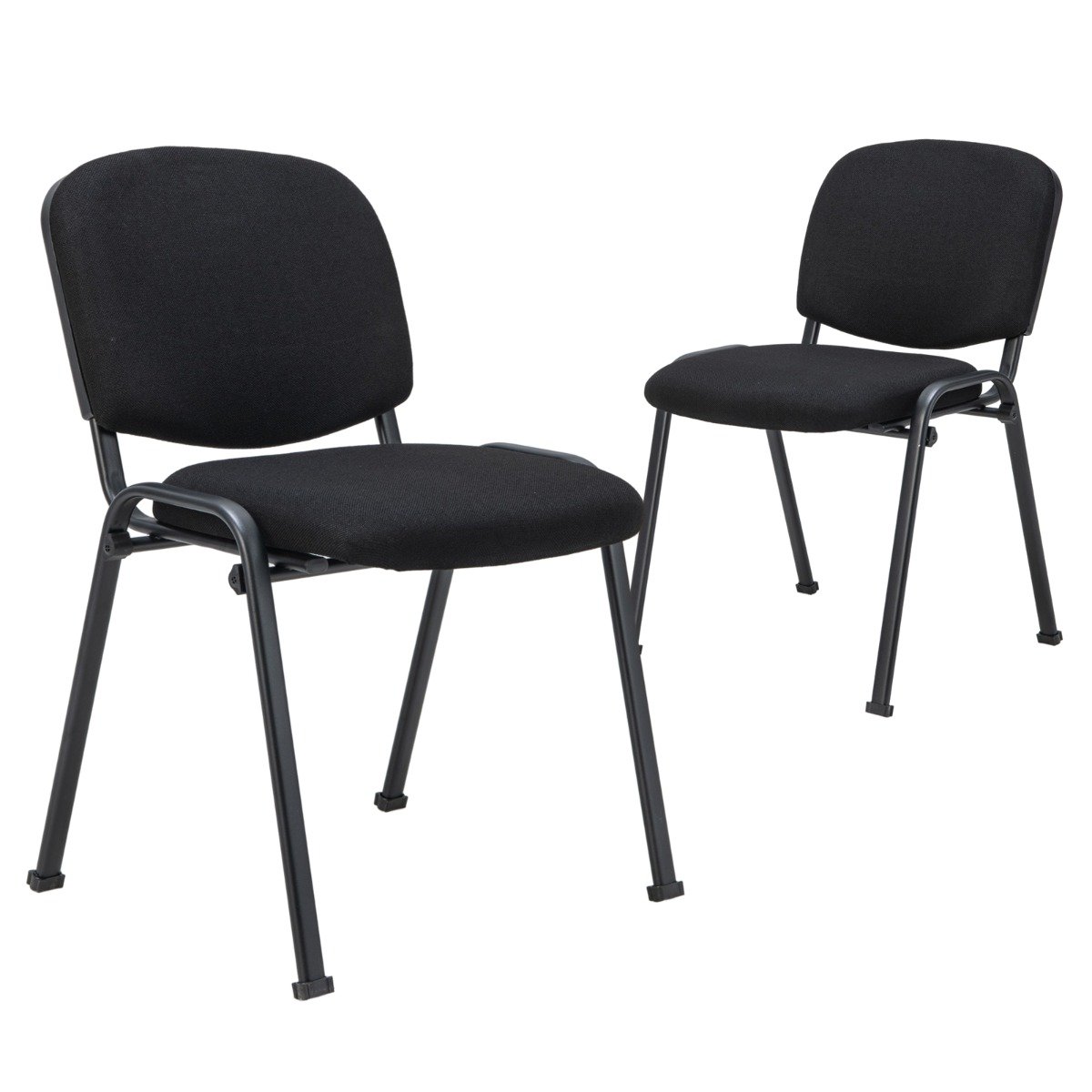 Office Chair - 2Pack Conference Chair Set with Metal Frame and Padded Cushion Black 56cm - Savings Store