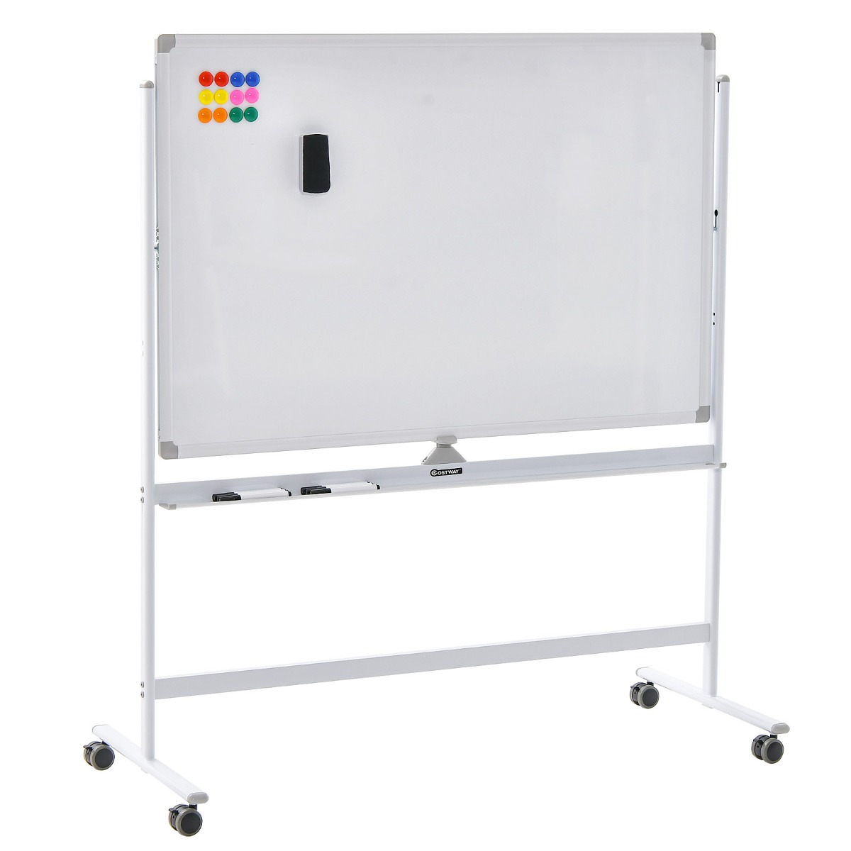 Reversible Mobile White Board with Adjustable Height-White - Savings Store