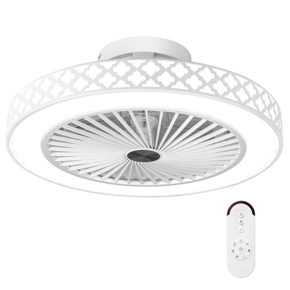 19 Inches Ceiling Fan with 3000-6500K Dimmable LED and 6 Wind Speeds & Timer-White - Savings Store