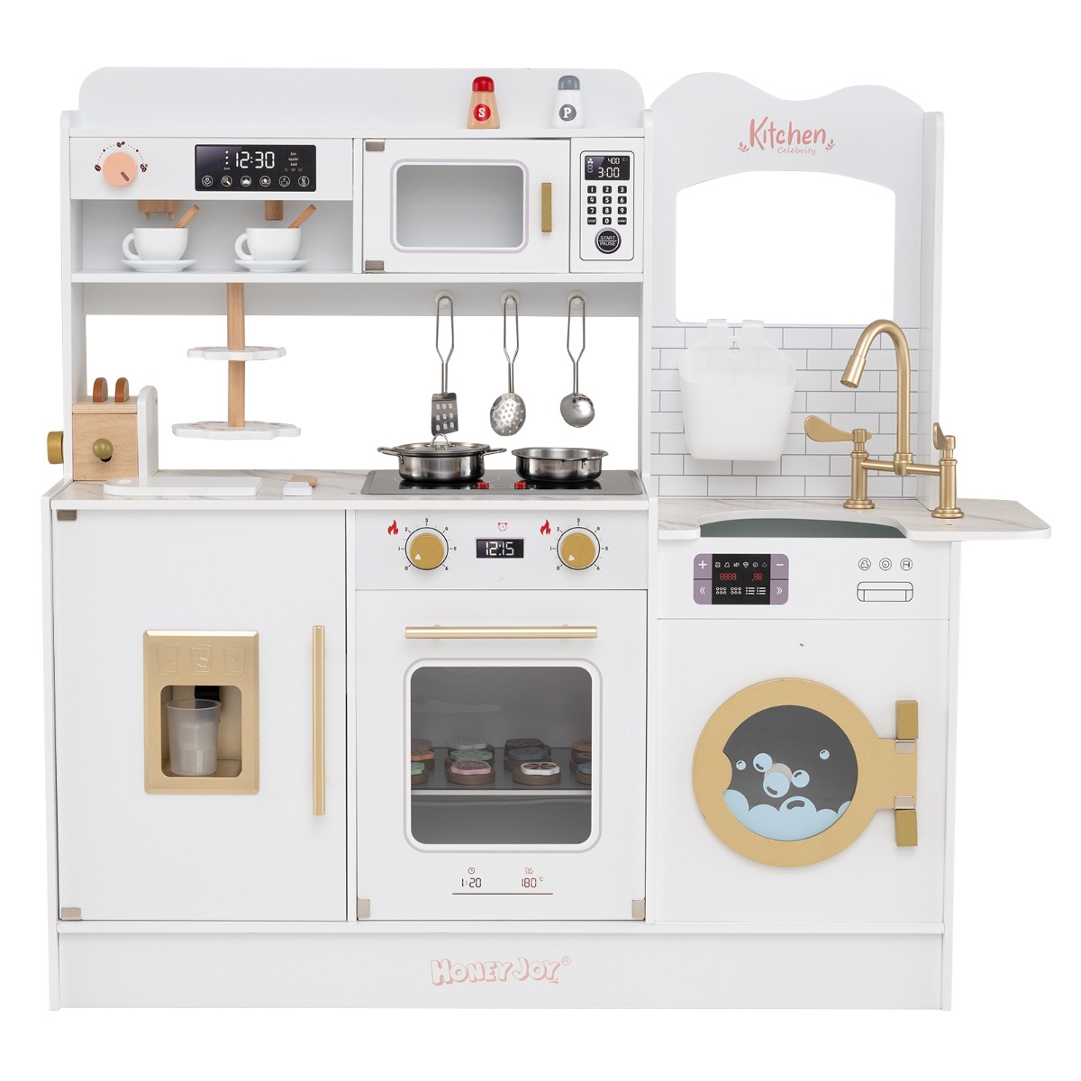 SORIN Children Pretend Toy Kitchen Playset with Stoves and Coffee Machine-White - Savings Store