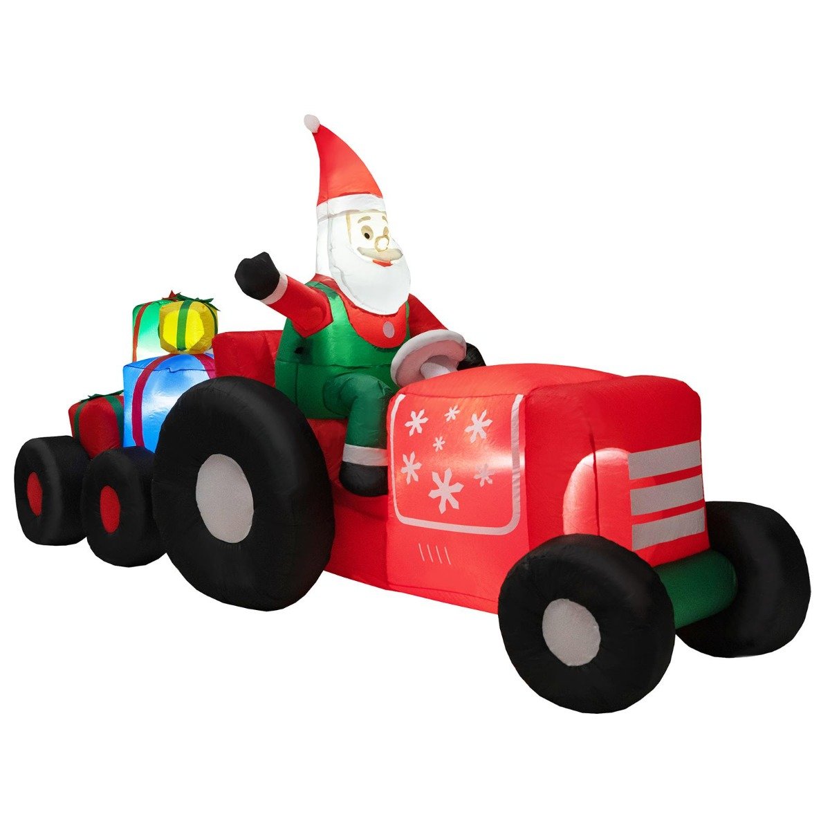 Inflatable LED Santa Driving Tractor with Gifts