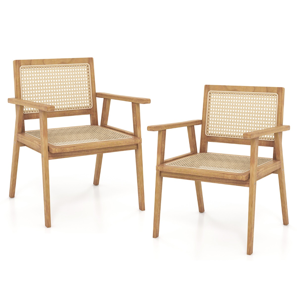 Comfortable Wood Dining Chair with Curved Backrest for Backyard Porch Balcony - Savings Store