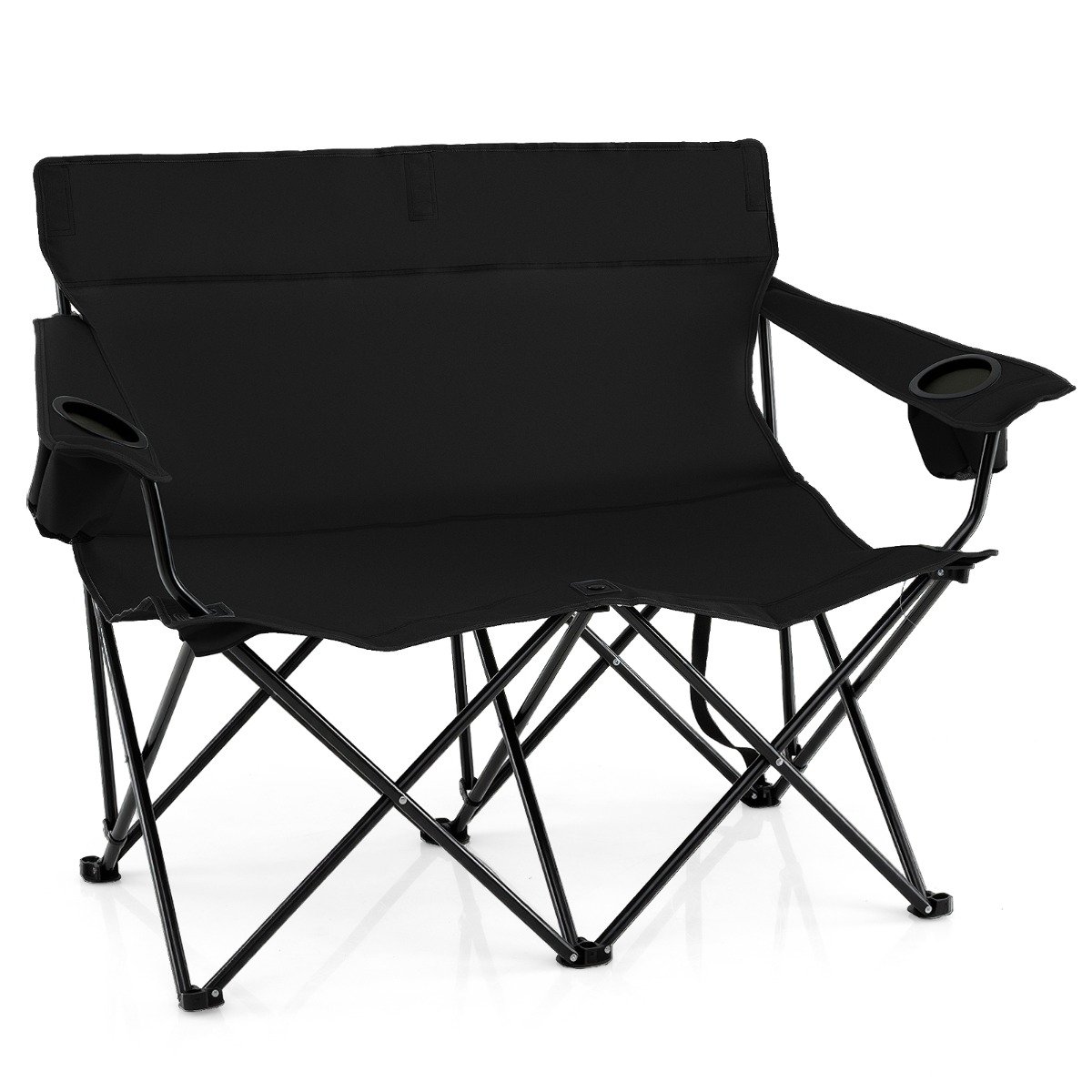 URRIIN Double Camping Chair with Cup Holders and Carrying Bag-Black - Savings Store