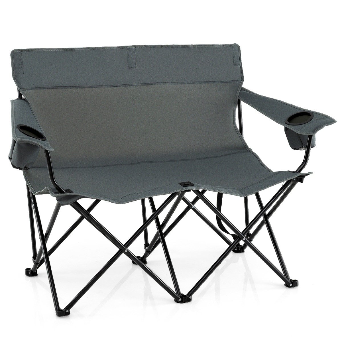 URRIIN Double Camping Chair with Cup Holders and Carrying Bag-Grey - Savings Store