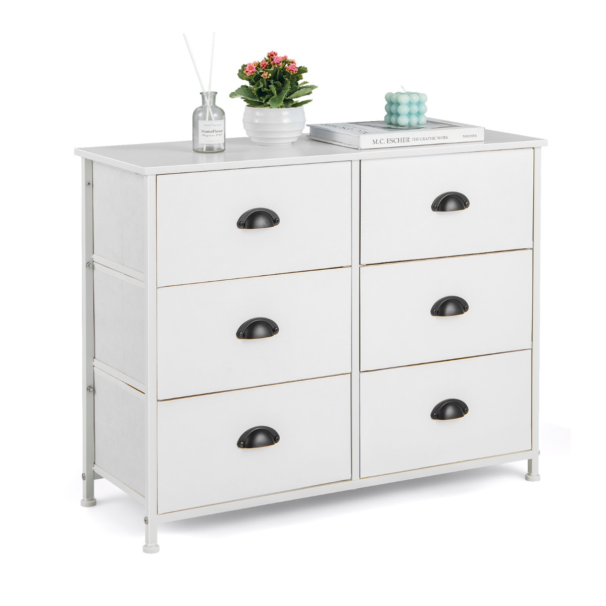 ROME White Chest of Drawers - Medium-sized, 6 Drawers - Savings Store
