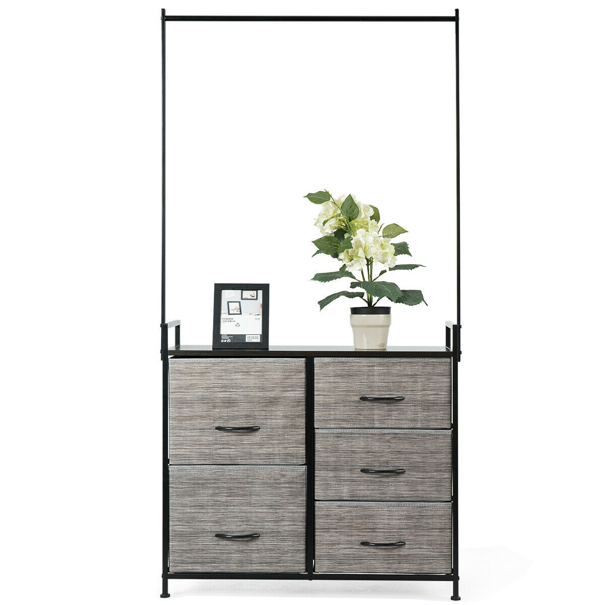 Fabric Storage Organizer with Clothes Rack and Drawers - Savings Store