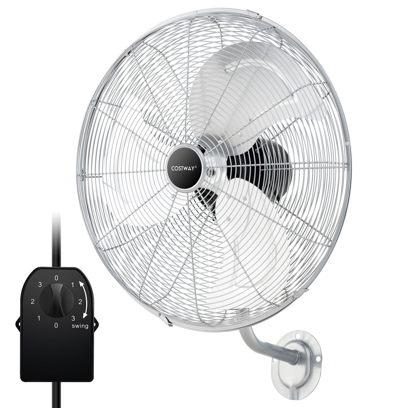 ALLVICK 20 Inch Metal Wall Mount Fan with 3 Speeds-Silver - Savings Store
