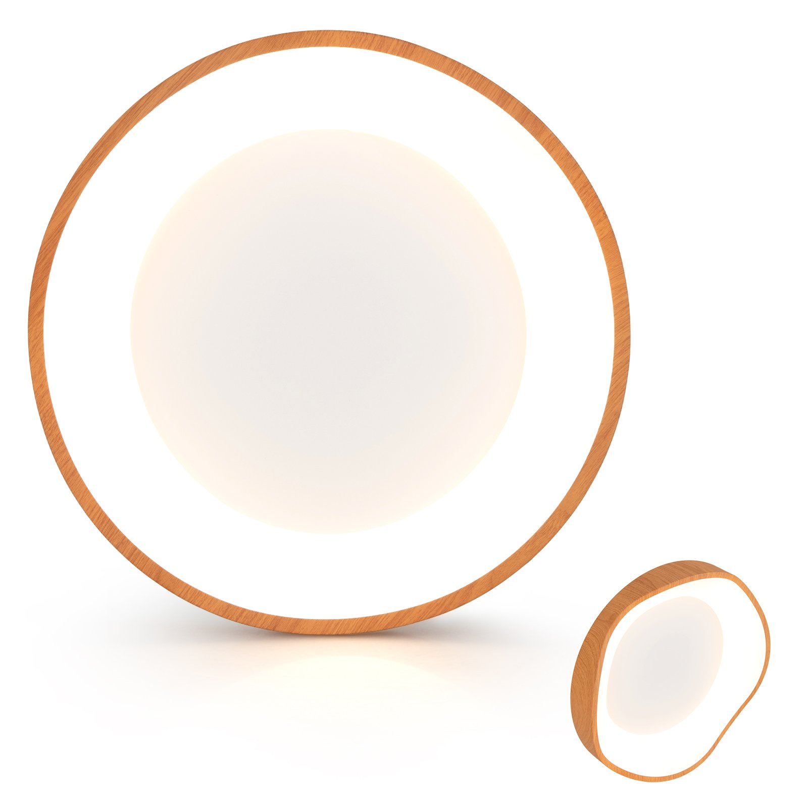 LED Mount Ceiling Light with Wood Pattern and Metal Frame-Natural - Savings Store