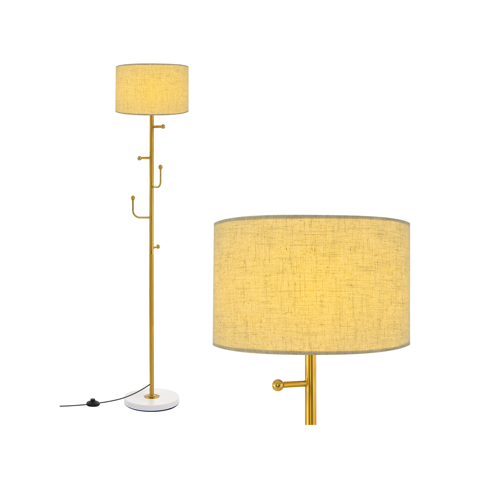 Freestanding Floor Lamp with Coat Rack and Foot Switch - Savings Store