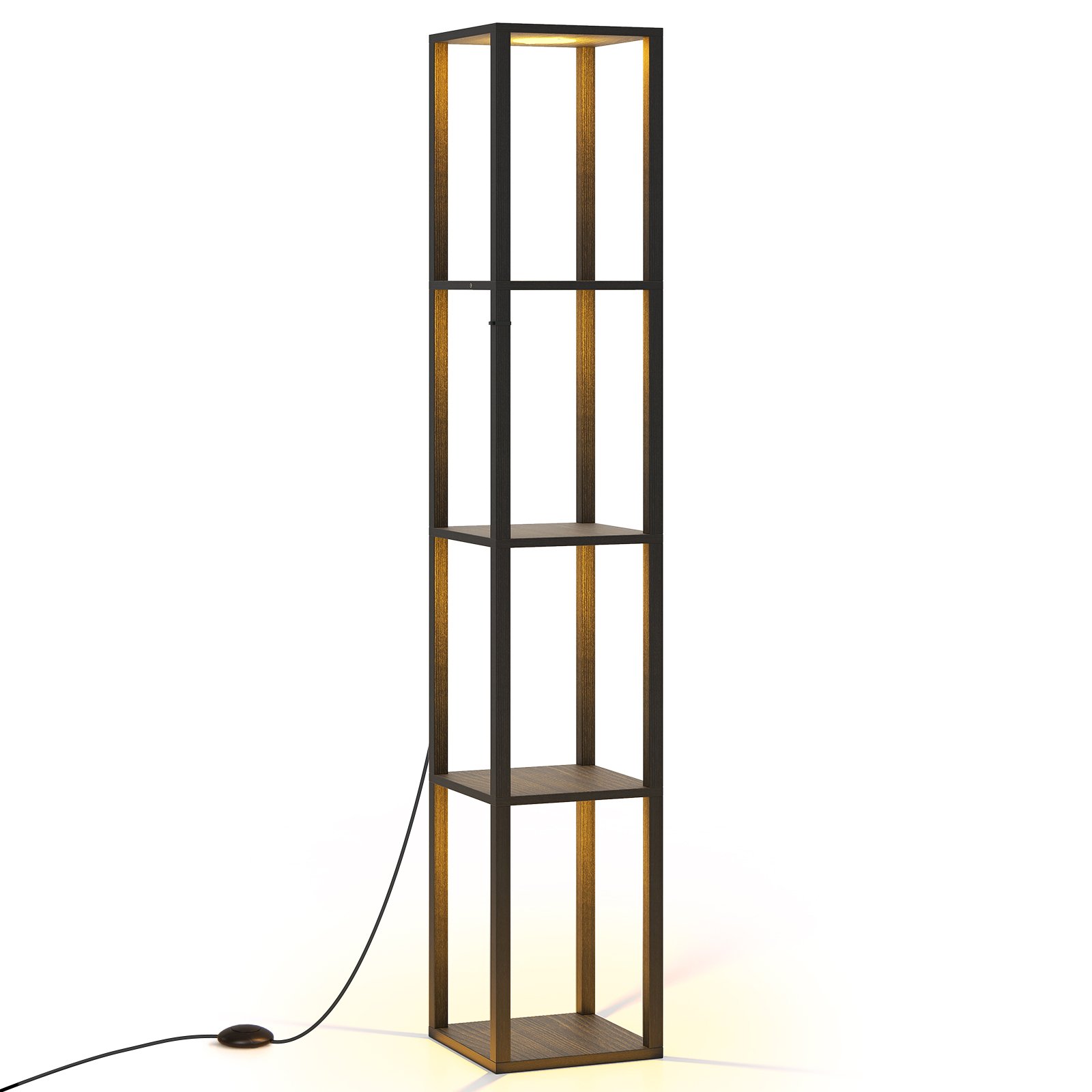 Floor Lamp with Shelves and 3-Way Dimmable LED Lights - Savings Store