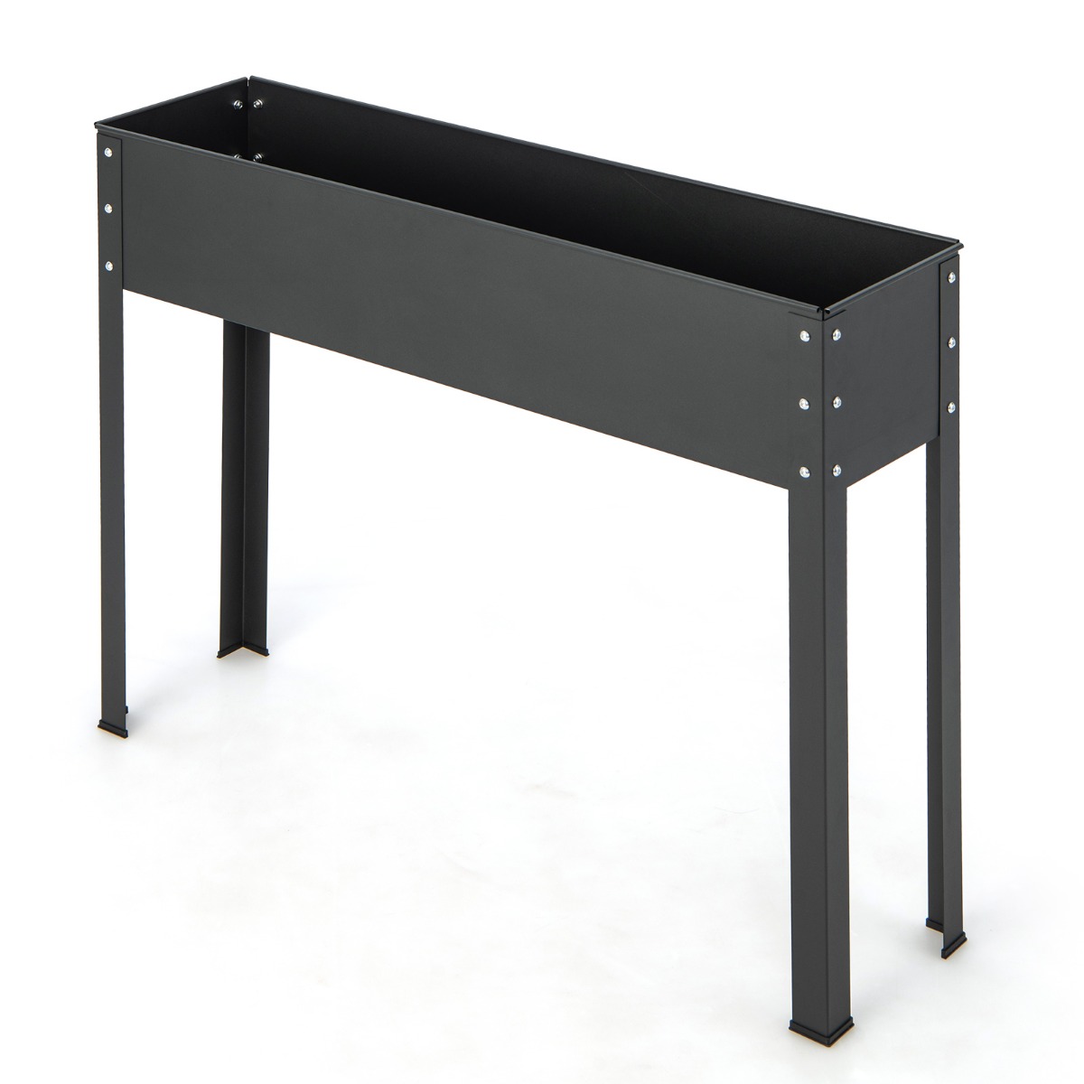 Elevated Metal Planter Box with Legs and Drainage Hole for Flower Herb Vegetable Fruit-Black - Savings Store