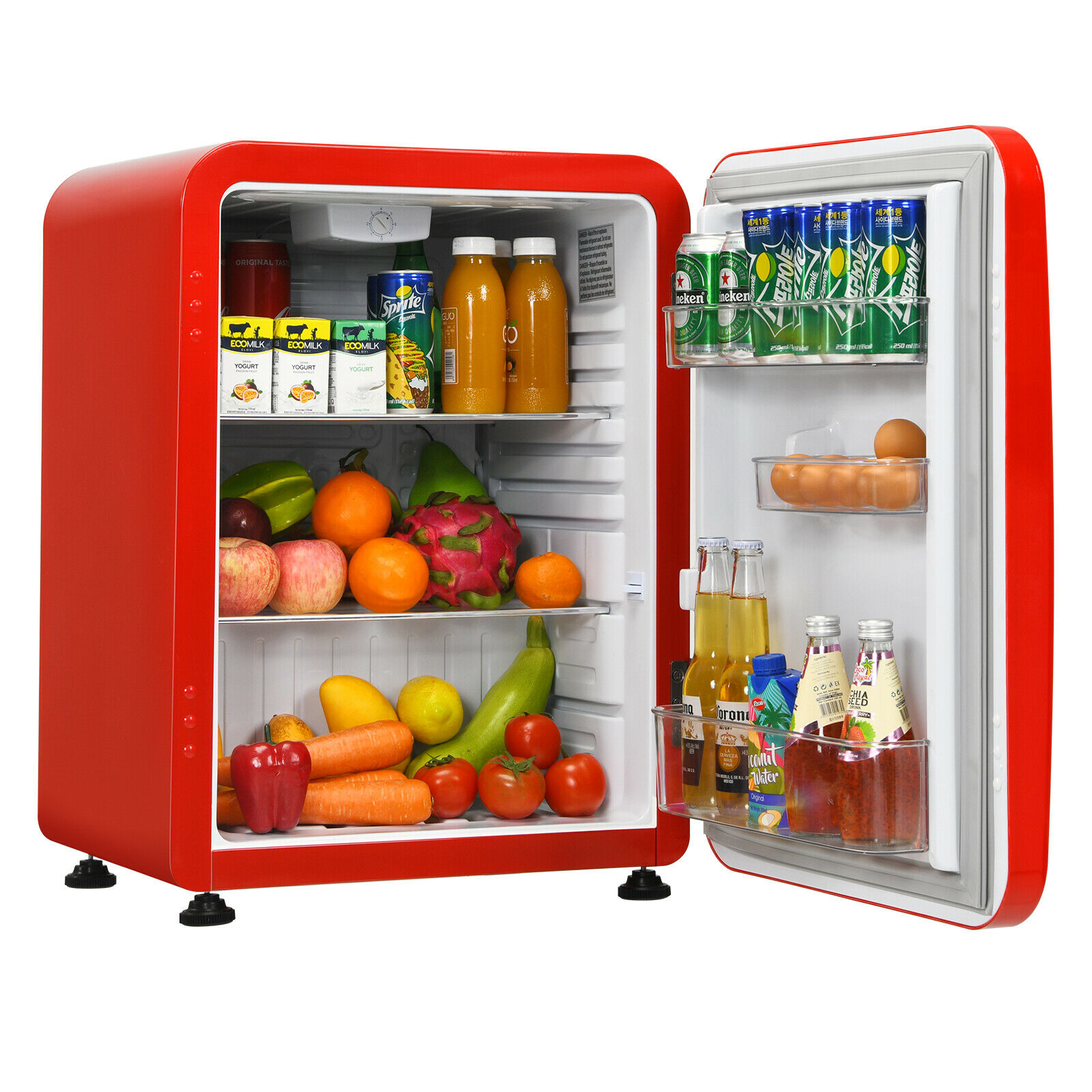 68L Compact Refrigerator with LED Light and Adjustable Thermostat-Red - Savings Store