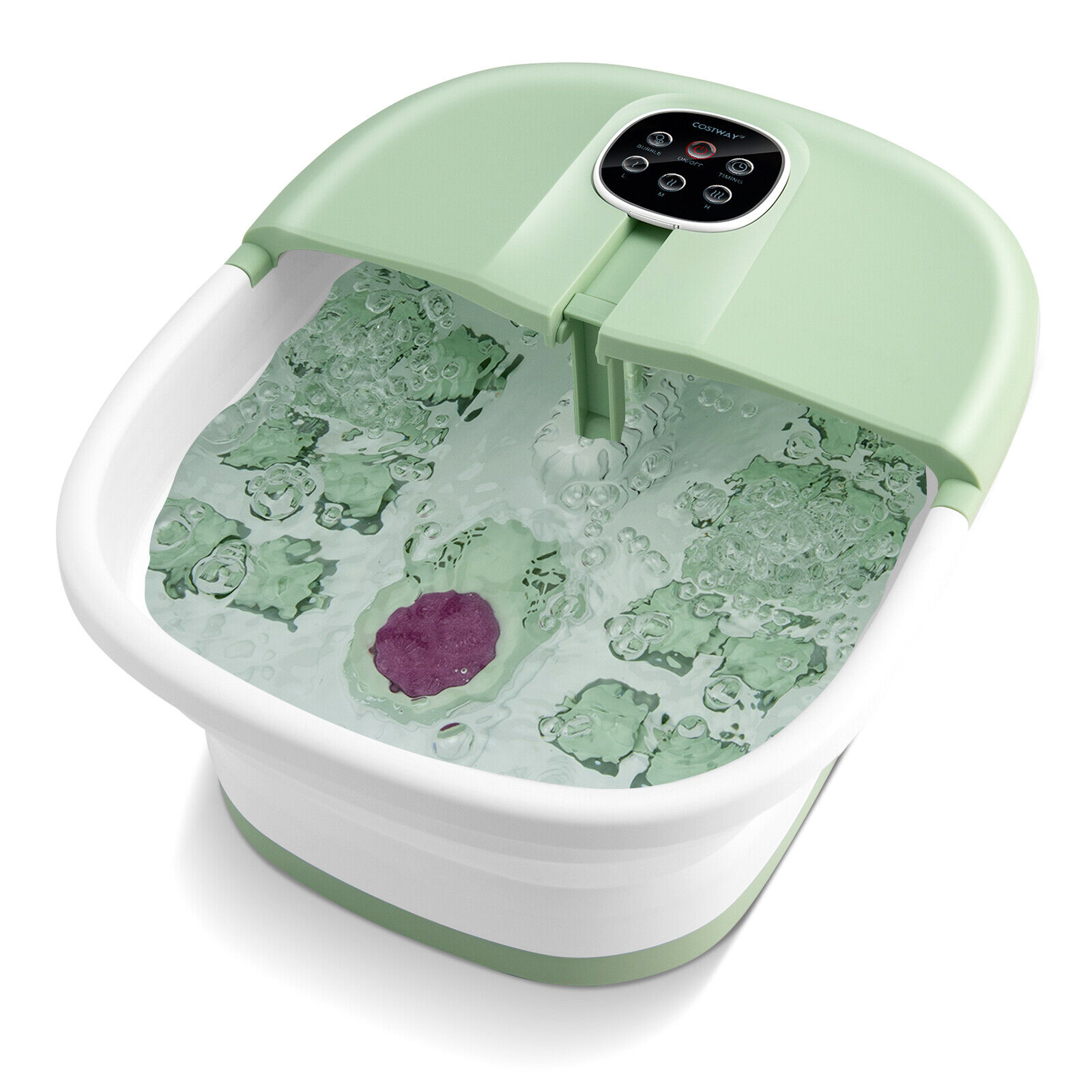 Foot Spa Bath Massager with Heat Bubbles and Remote Control-Green - Savings Store
