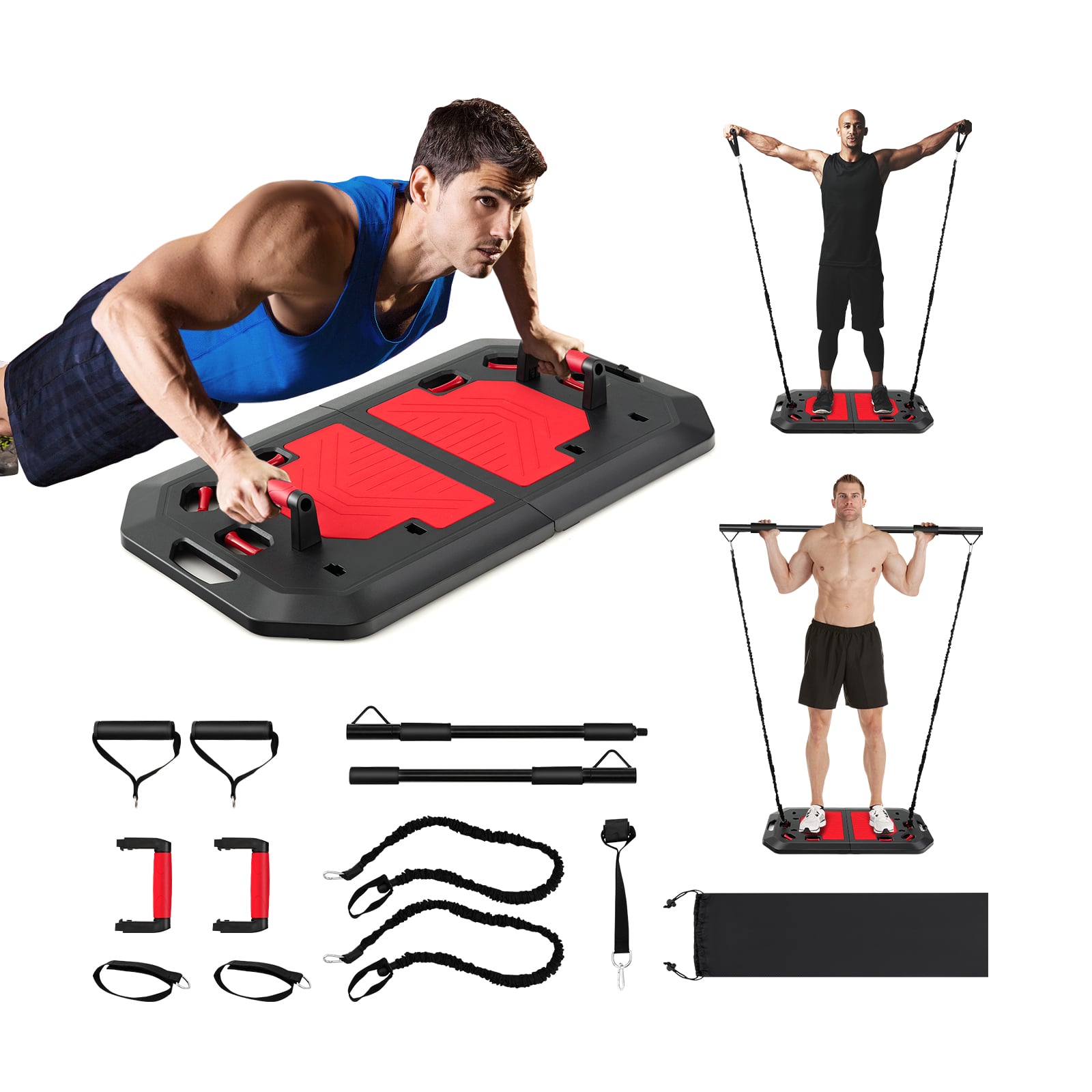 Push Up Board Set with Elastic Strings for Men and Women-Black - Savings Store