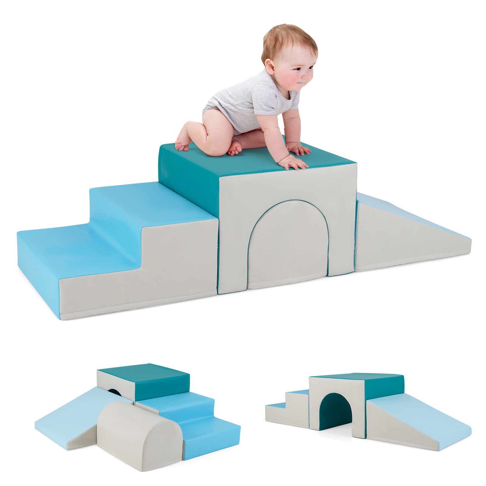 ZELONE Climb and Crawl Foam Block Play Set for Infant Baby and Toddlers-Blue - Savings Store