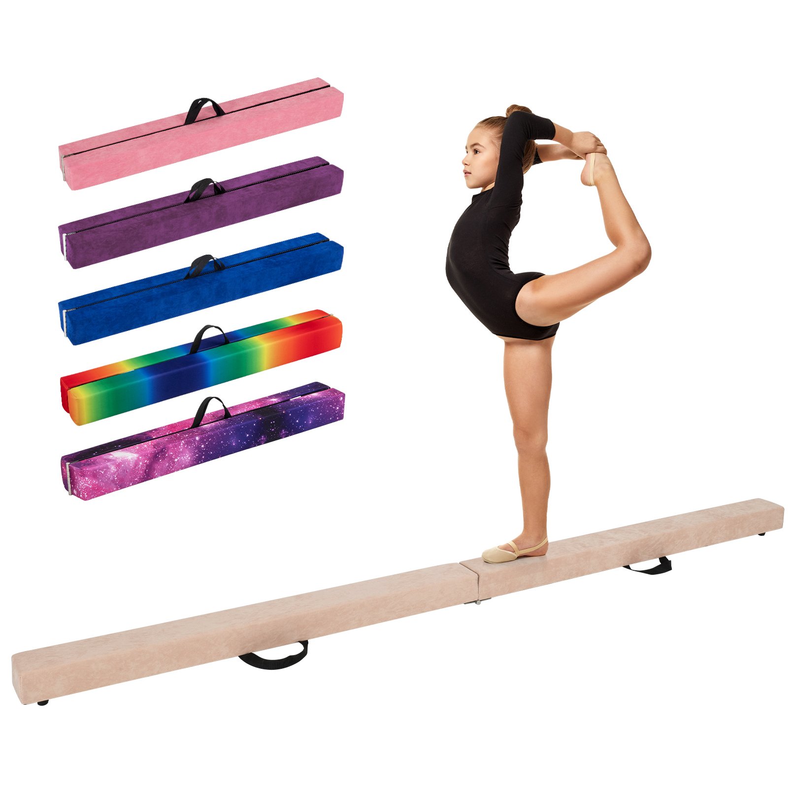 ARVETHOR 270CM Folding Balance Beam with Solid Wood Base and Anti-slip Bottom-Brown - Savings Store