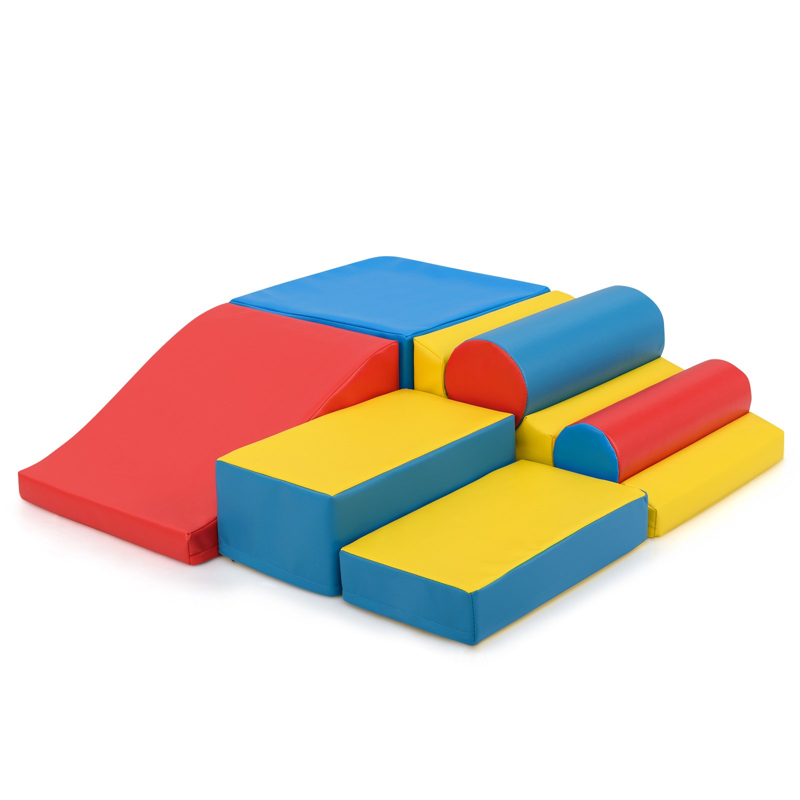 7-Piece Foam Climbing Blocks with Hook and Loop Fasteners for Toddlers-Colourful - Savings Store