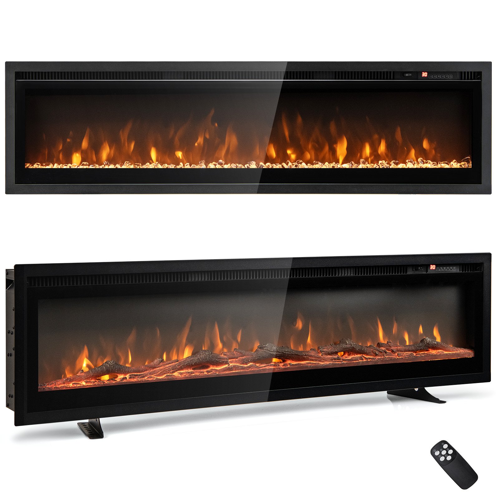 MYTA 102/127 cm Wall Mounted Recessed Freestanding Electric Fireplace-Size 2 - Savings Store