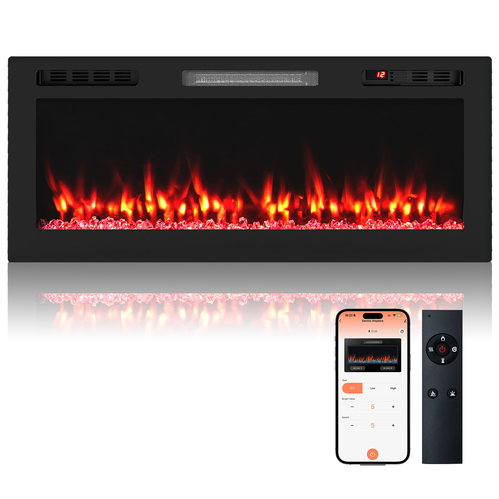 UZEN WiFi-Enabled Electric Fireplace Compatible with Alexa and Google Assistant-L - Savings Store