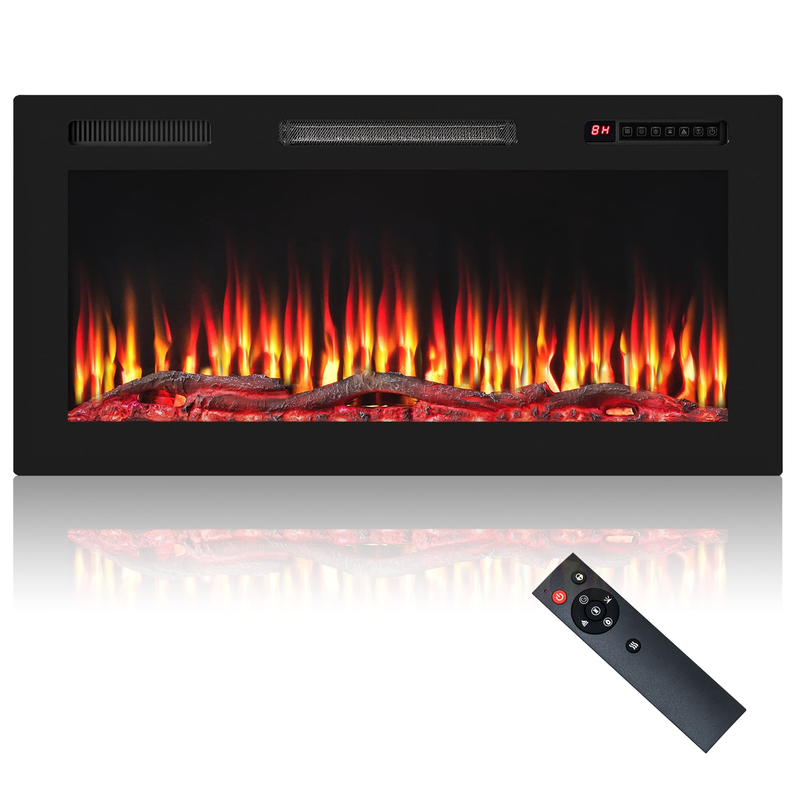 91cm Electric Fireplace with Remote and Multicolour Flame-91 cm - Savings Store
