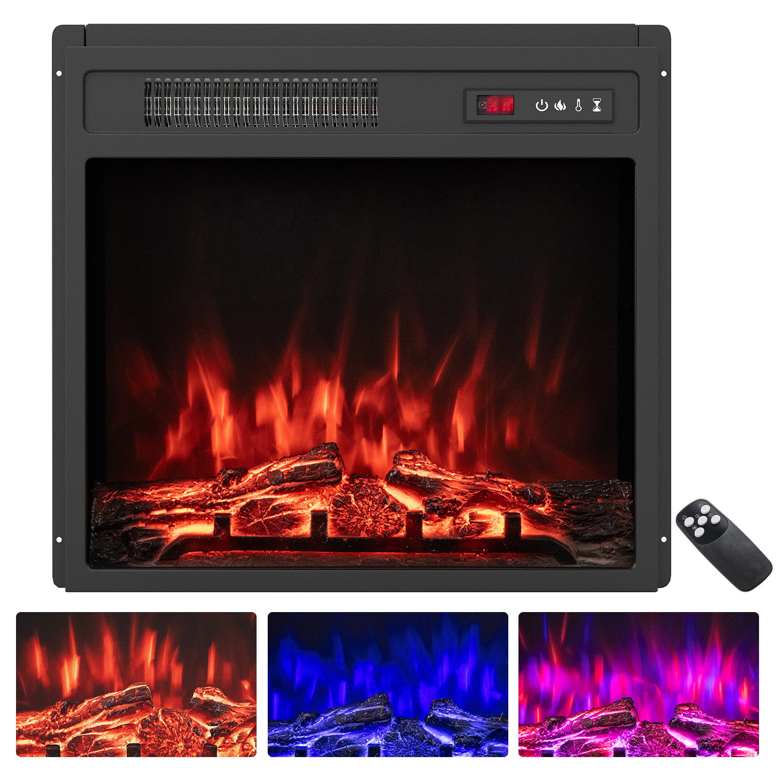 20 Inch Electric Fireplace Insert 750W/1500W Fireplace Heater with Remote Control - Savings Store