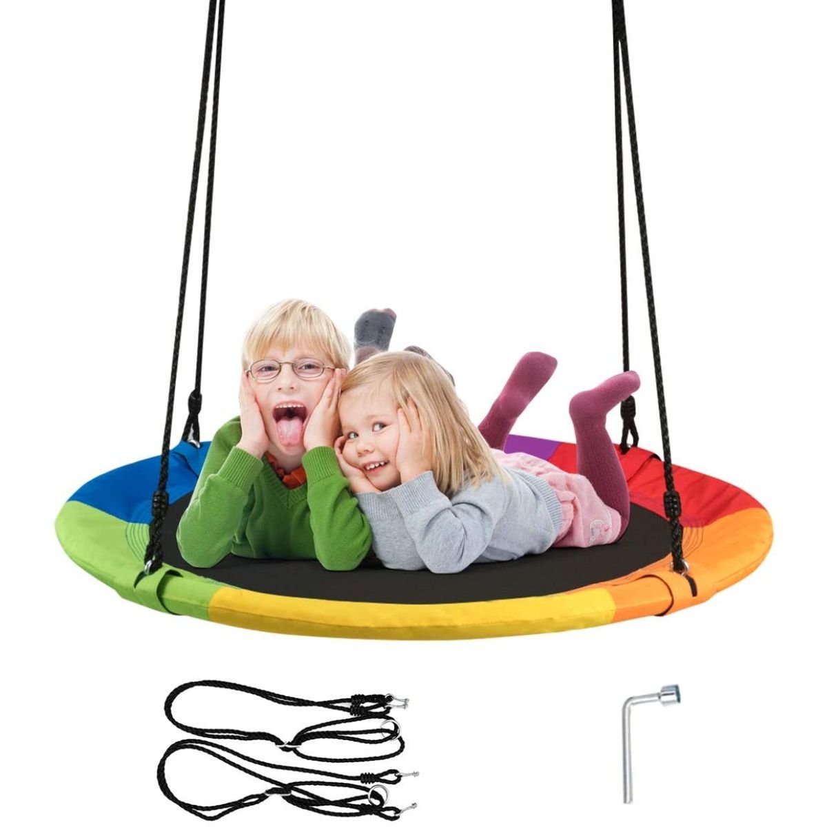 Child's Multi-Coloured Swing with Adjustable Height - Savings Store
