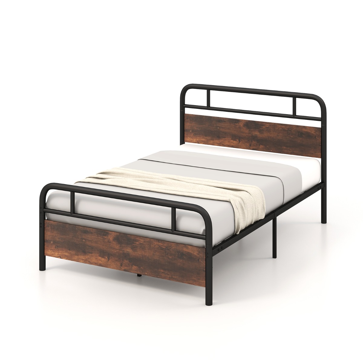 Single/Double/King Bed Frame with Industrial Headboard-Double Size - Savings Store
