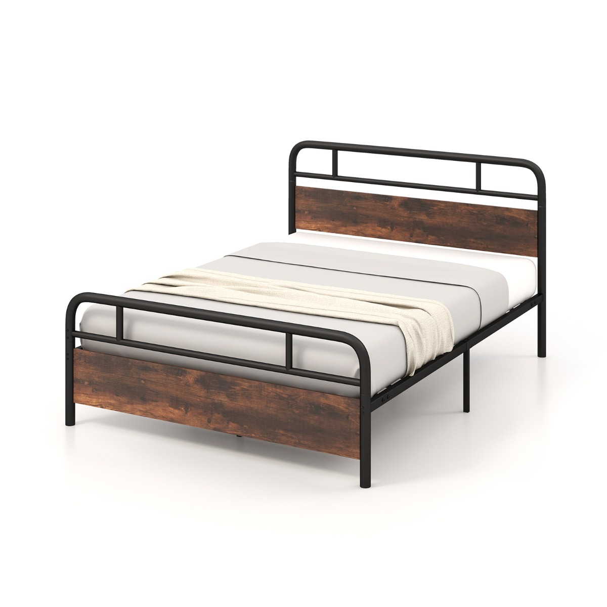 Single/Double/King Bed Frame with Industrial Headboard-King Size - Savings Store
