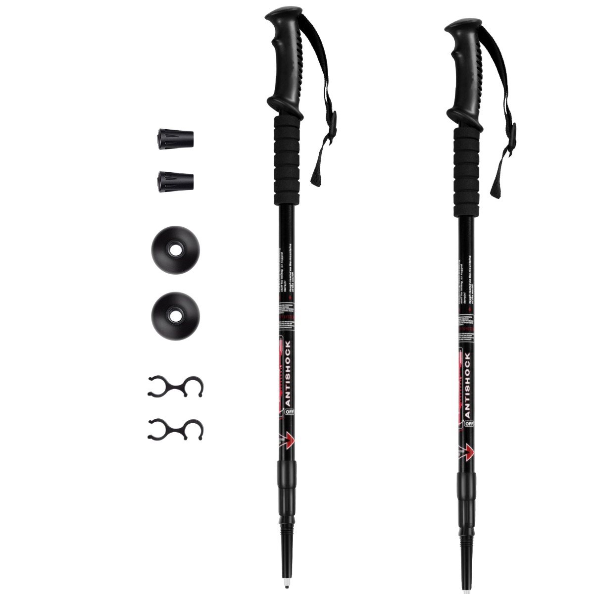 Hiking Pole Aluminum Trekking Pole Walking Pole Adjustable 65-135 cm-Black - Savings Store