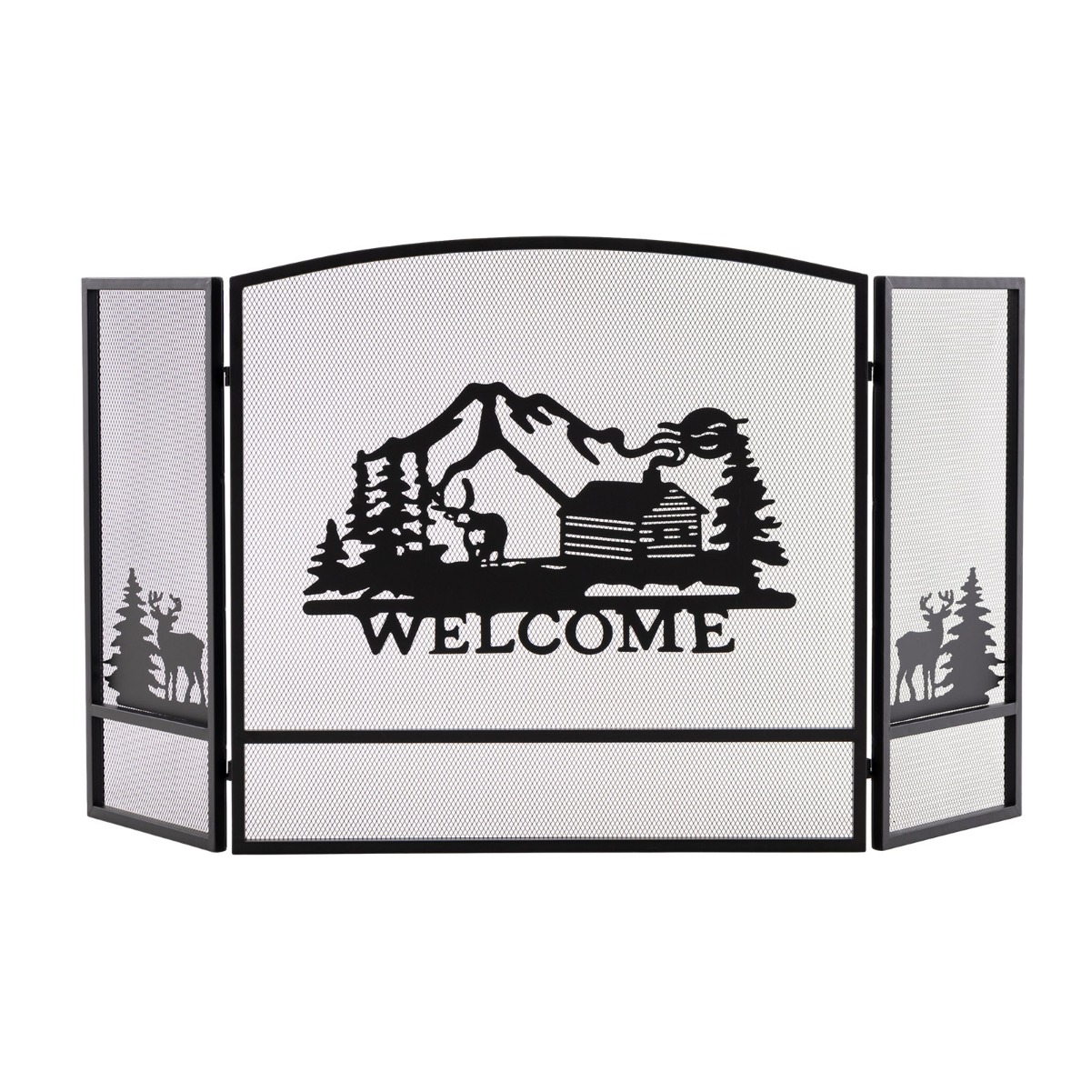 55 x 29.5 Inch Fireplace Screen with Natural Scenery and Moose Pattern - Savings Store