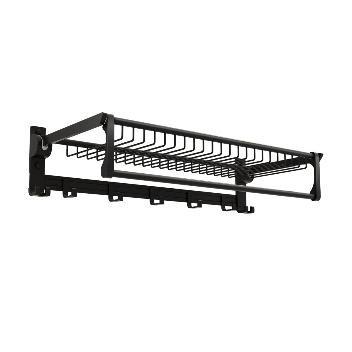 Foldable Bathroom Towel Rack with Adjustable Towel Bar and Movable Hooks - Savings Store
