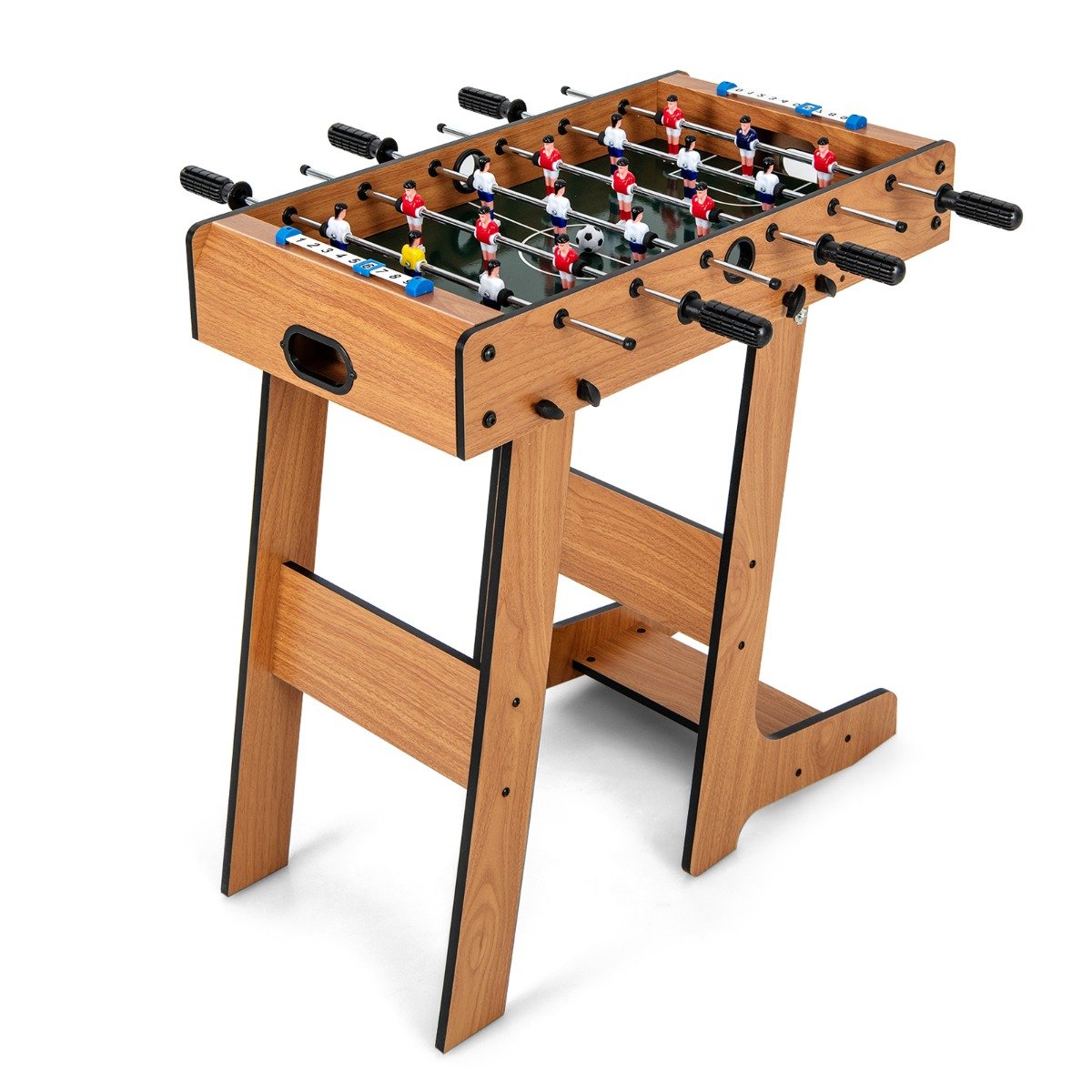 Foosball Table - Space Saving Table Football with Durable Handle and 2 Footballs for Adult and Child-Brown - Savings Store