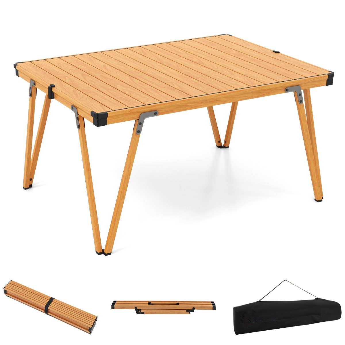 SIELCA Folding Camping Table with Storage Bag and Waterproof Desktop-Brown - Savings Store