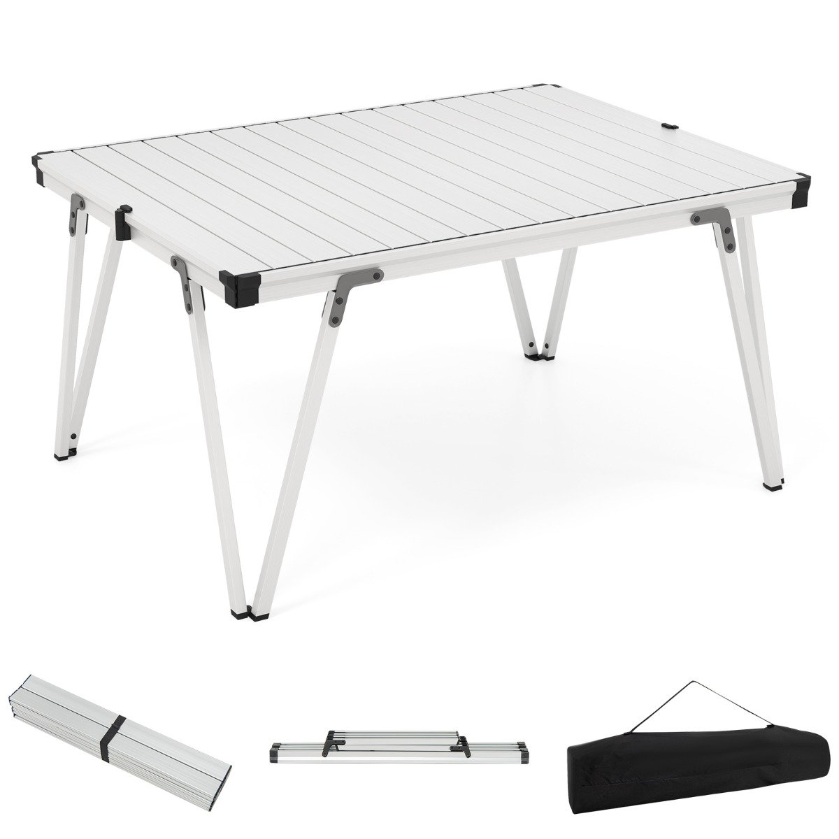 SIELCA Folding Camping Table with Storage Bag and Waterproof Desktop-Silver - Savings Store