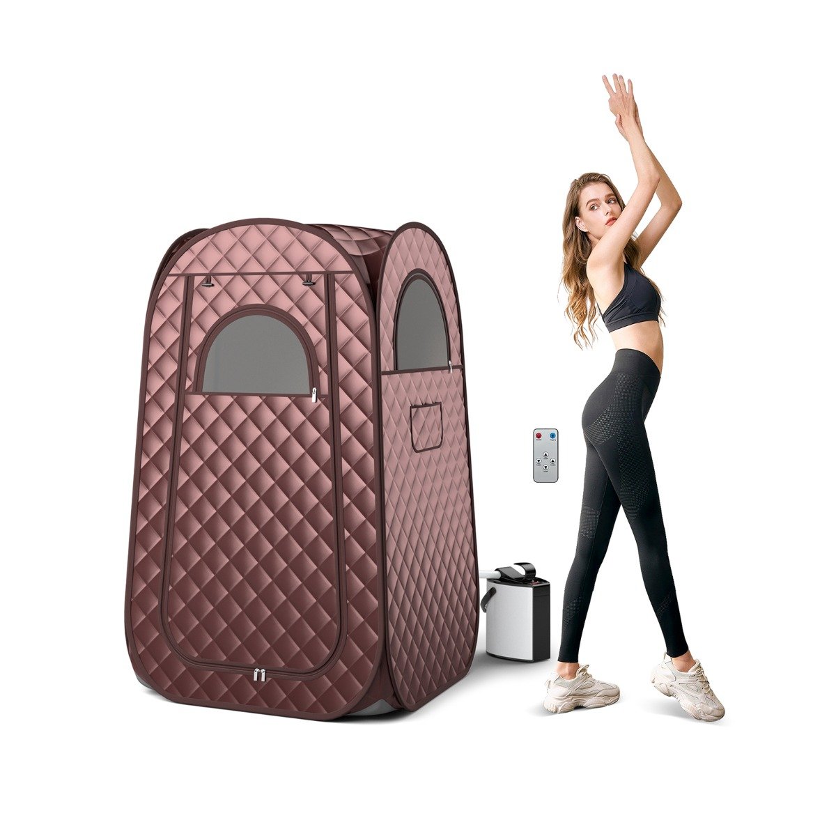 Steam Tent - Full Body Steam Sauna Tent with 3L Steam Generator for Single Person-Coffee - Savings Store