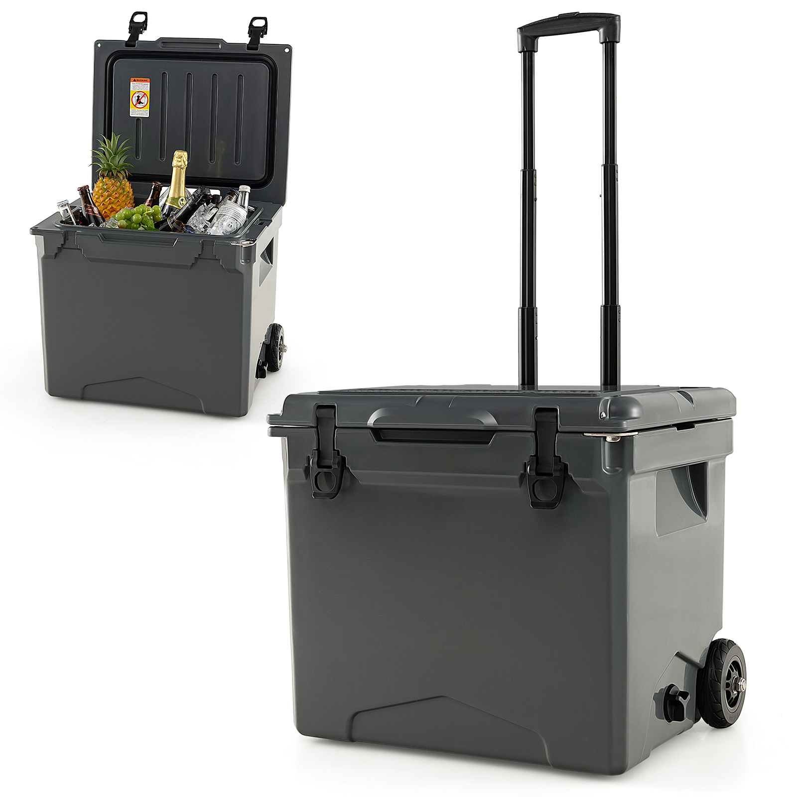 40 L Ice Chest Hard Cooler with Wheels and Handle-Grey - Savings Store