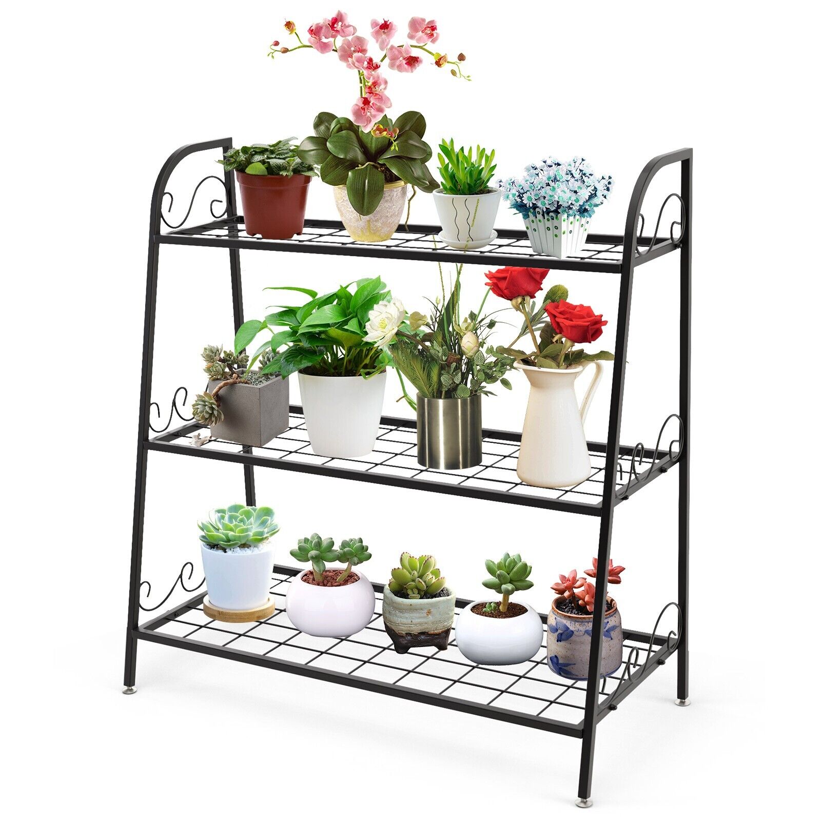 3-tier Metal Plant Stand Shelf Display Rack for Plants Shoes - Savings Store