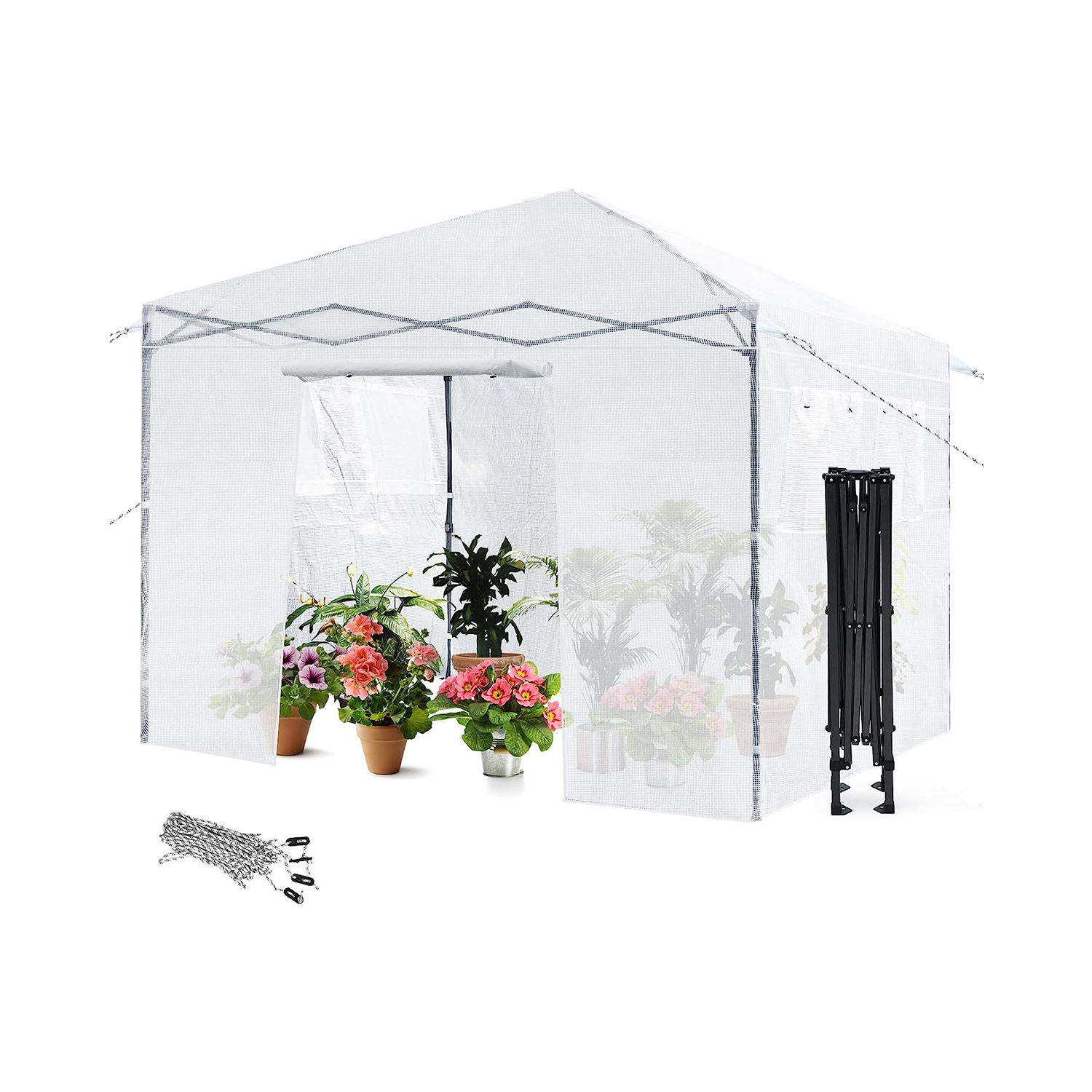Height Adjustable Portable Grow House with PE Cover and Roll-up Doors - Savings Store