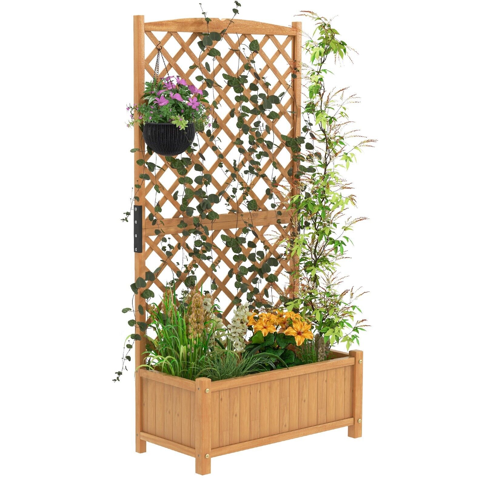 INSITA Raised Garden Bed with Diamond Shaped Trellis-Orange - Savings Store