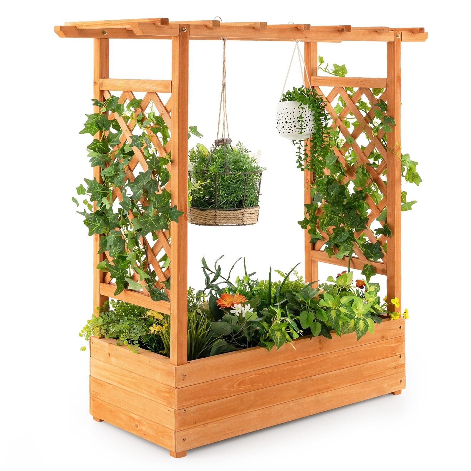 Raised Garden Bed with Arch Trellis-Orange - Savings Store