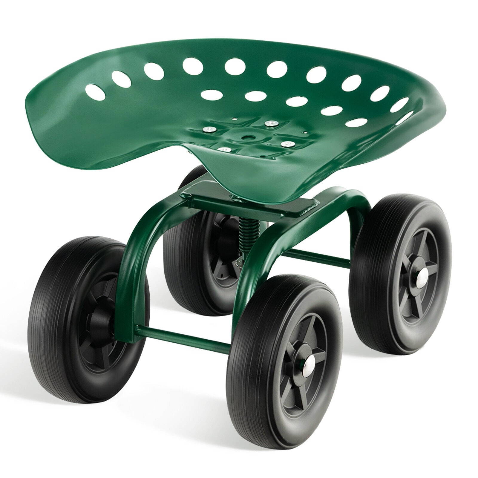 AXTROWELL Rolling Garden Workseat with Swivel Seat and Adjustable Height-Green - Savings Store