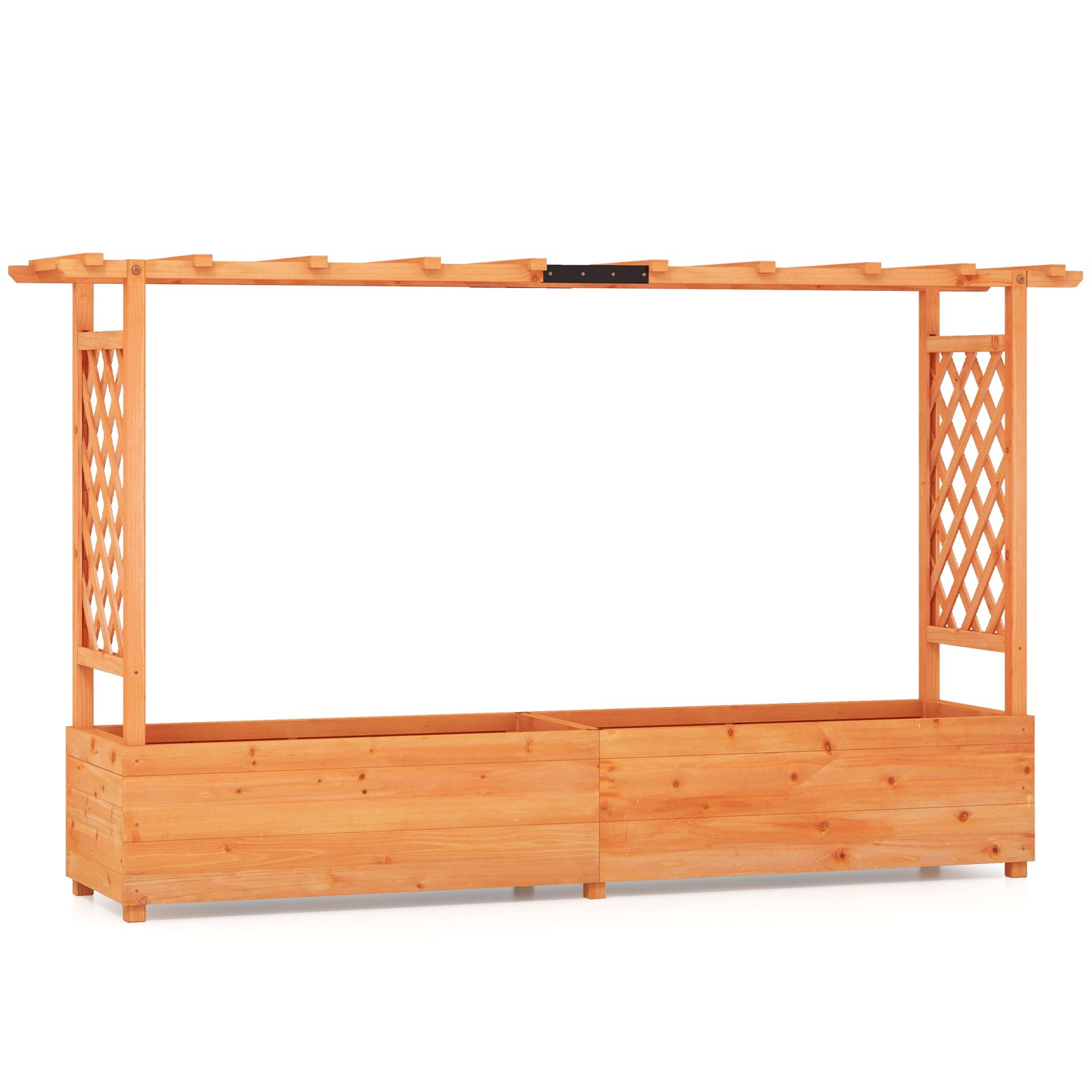 Raised Garden Bed with 2-Sided Trellis and Hanging Roof-Orange - Savings Store