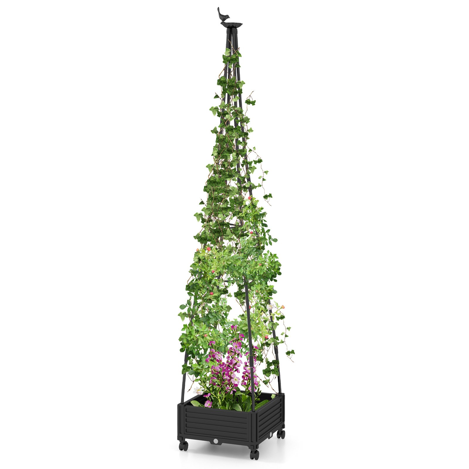 Garden Trellis - 206 cm Garden Obelisk Trellis for Climbing Plants-Black - Savings Store
