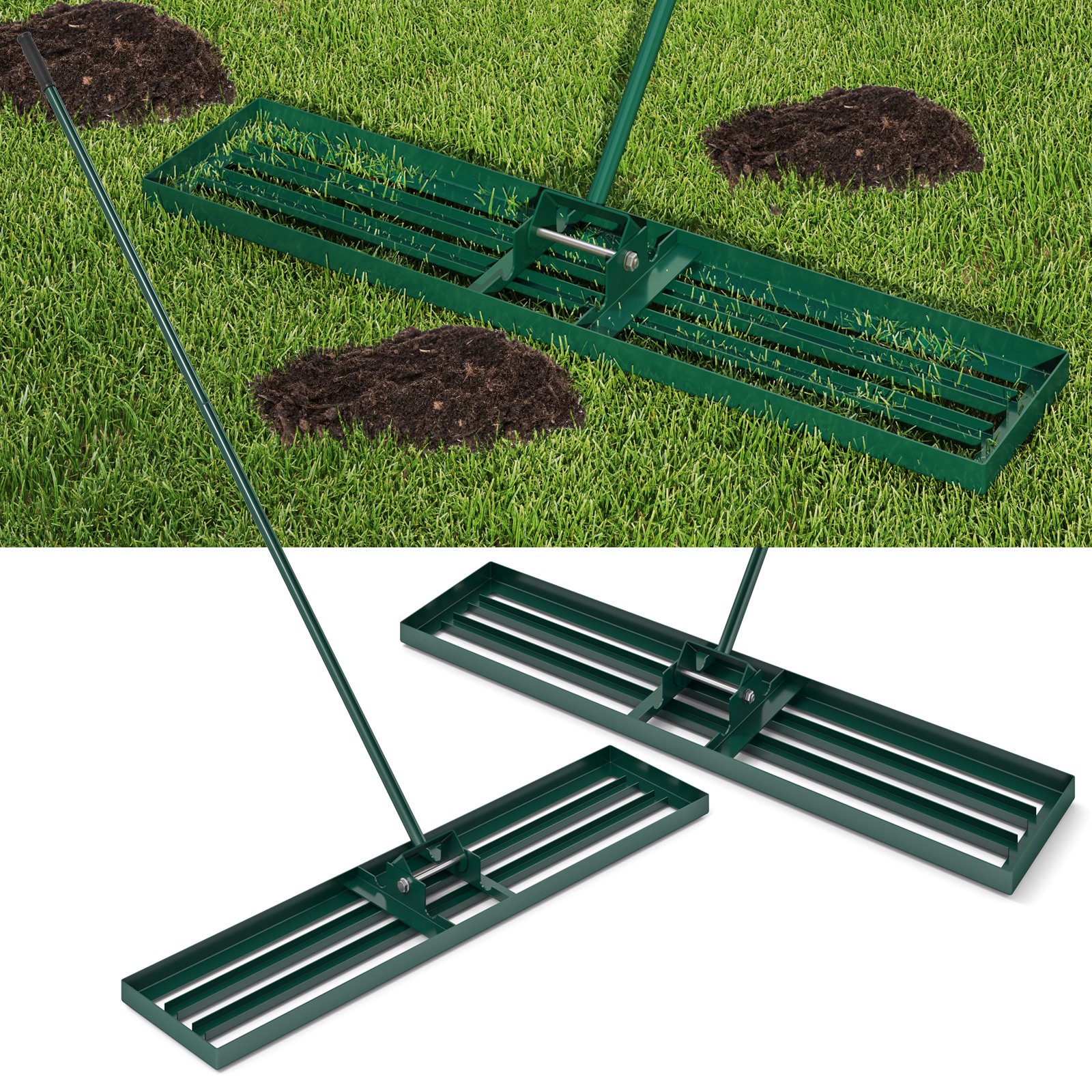 COMO Lawn Leveling Rak with Ergonomic Handle-117 x 25 cm-Green - Savings Store