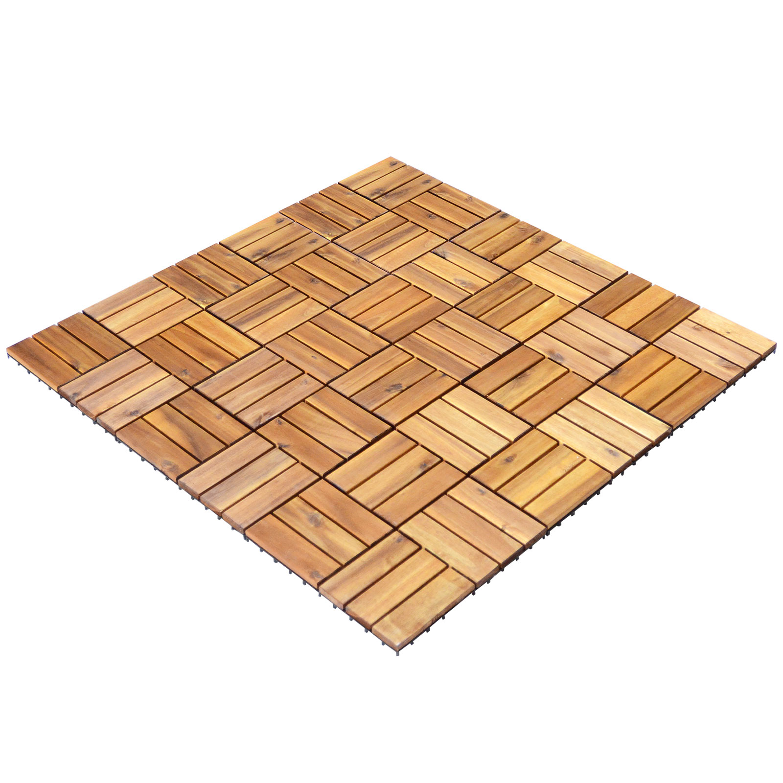 27 Pieces Acacia Wood Interlocking Patio Deck Tile with No-Tool Install - Savings Store