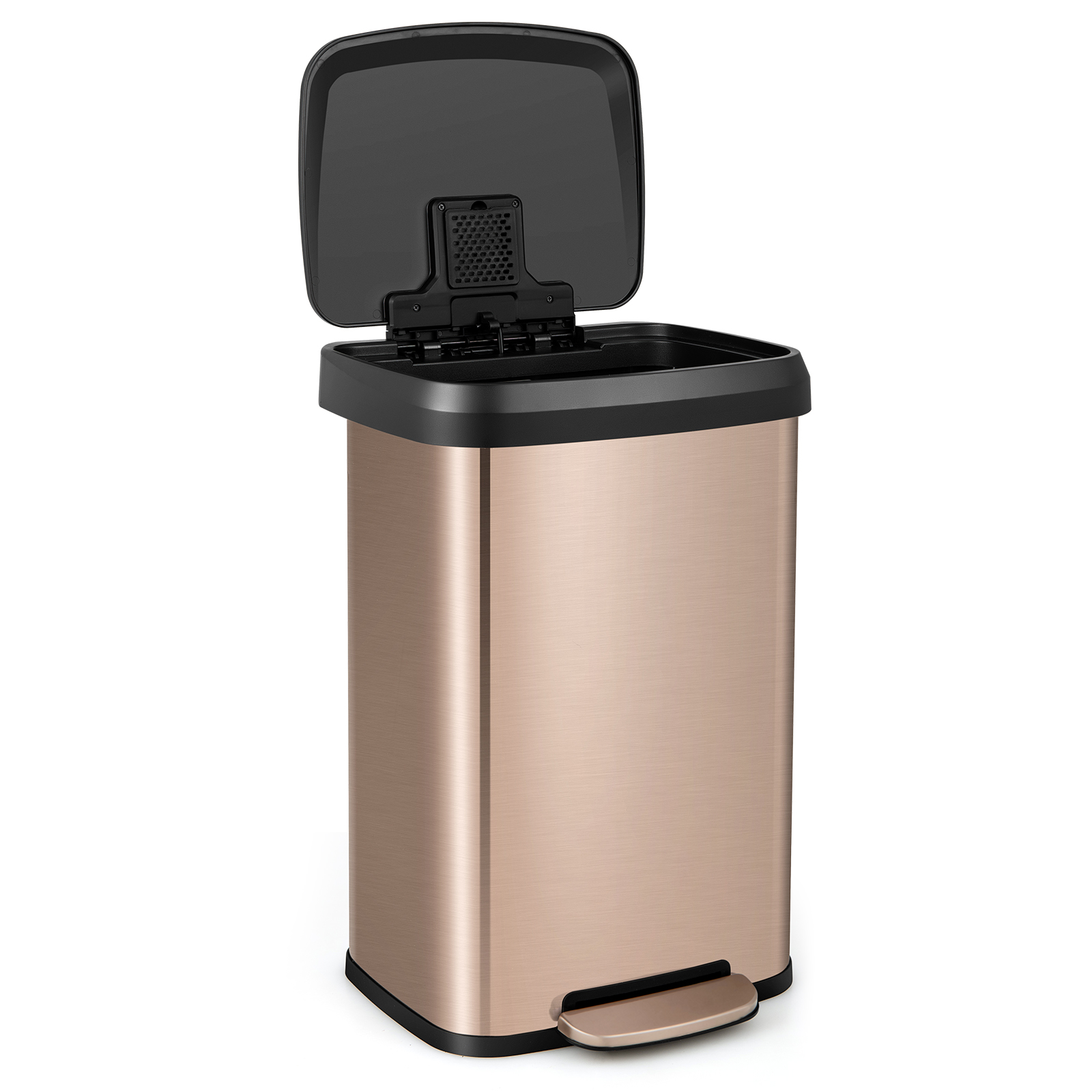 50 L Stainless Steel Step Trash Can with Deodorizer Compartment-Rose Gold - Savings Store