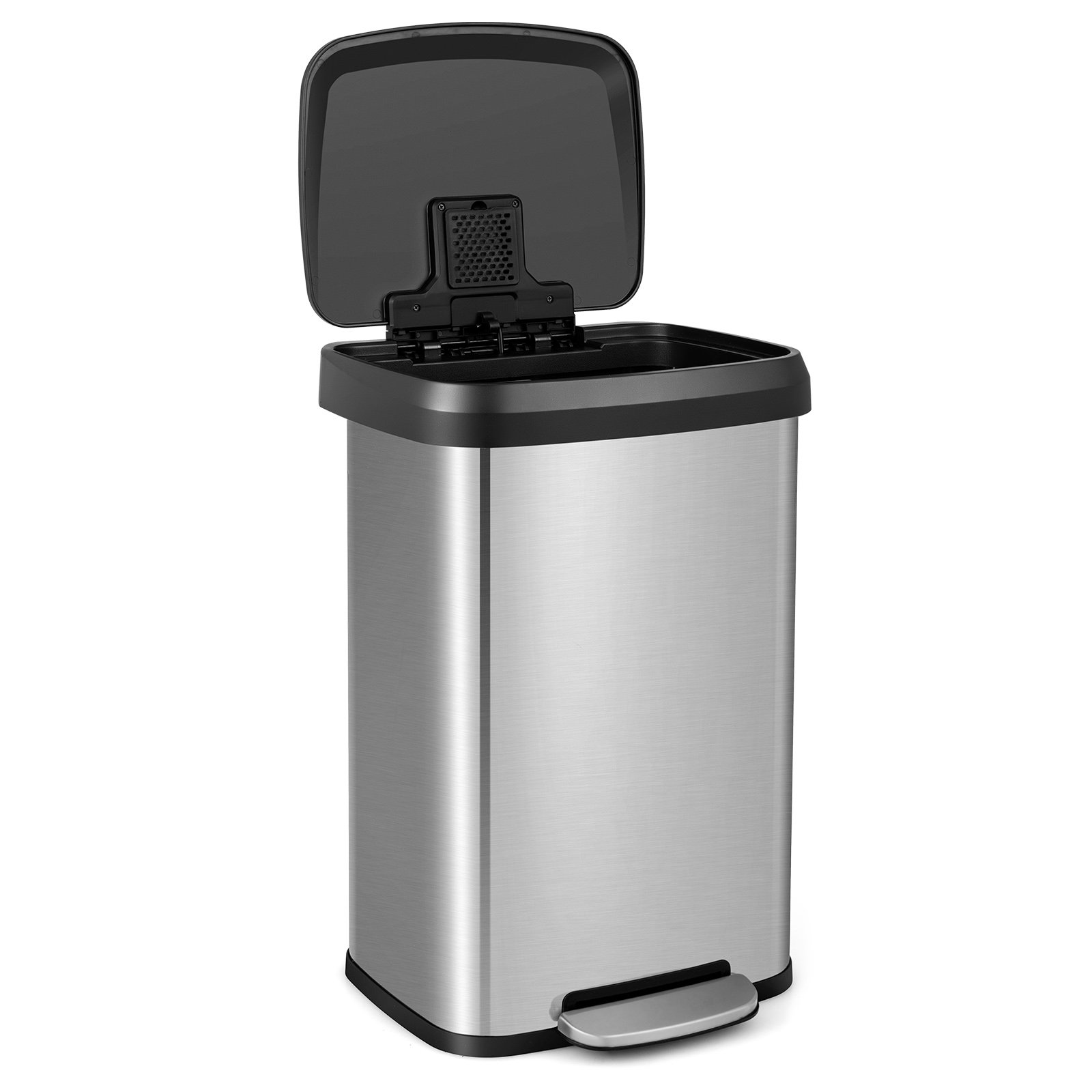 BRANWIX 50 L Stainless Steel Step Trash Can with Deodorizer Compartment-Silver - Savings Store